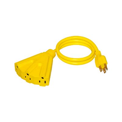 3 Conductor SJTW Multi-tap Outdoor Extension Cord-Flabellate Shape